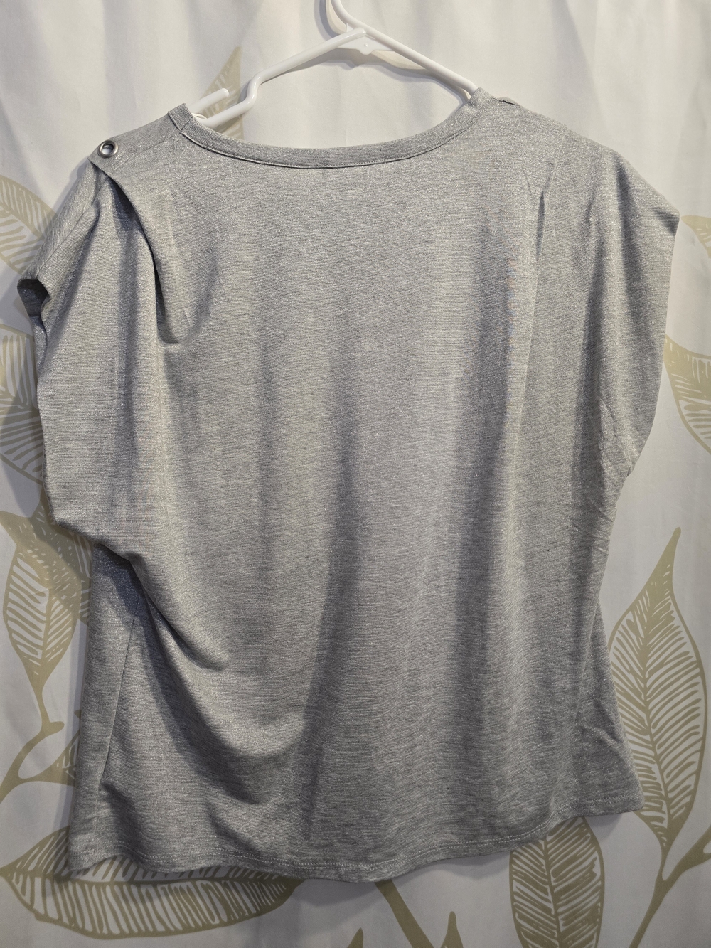 Women's Light Heather Gray Short Sleeve Button-Shoulder Tee